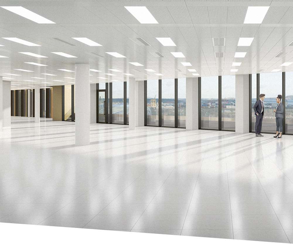 High-ceilinged floorplates extend over 13,000 sq ft at 35 Shelbourne Road